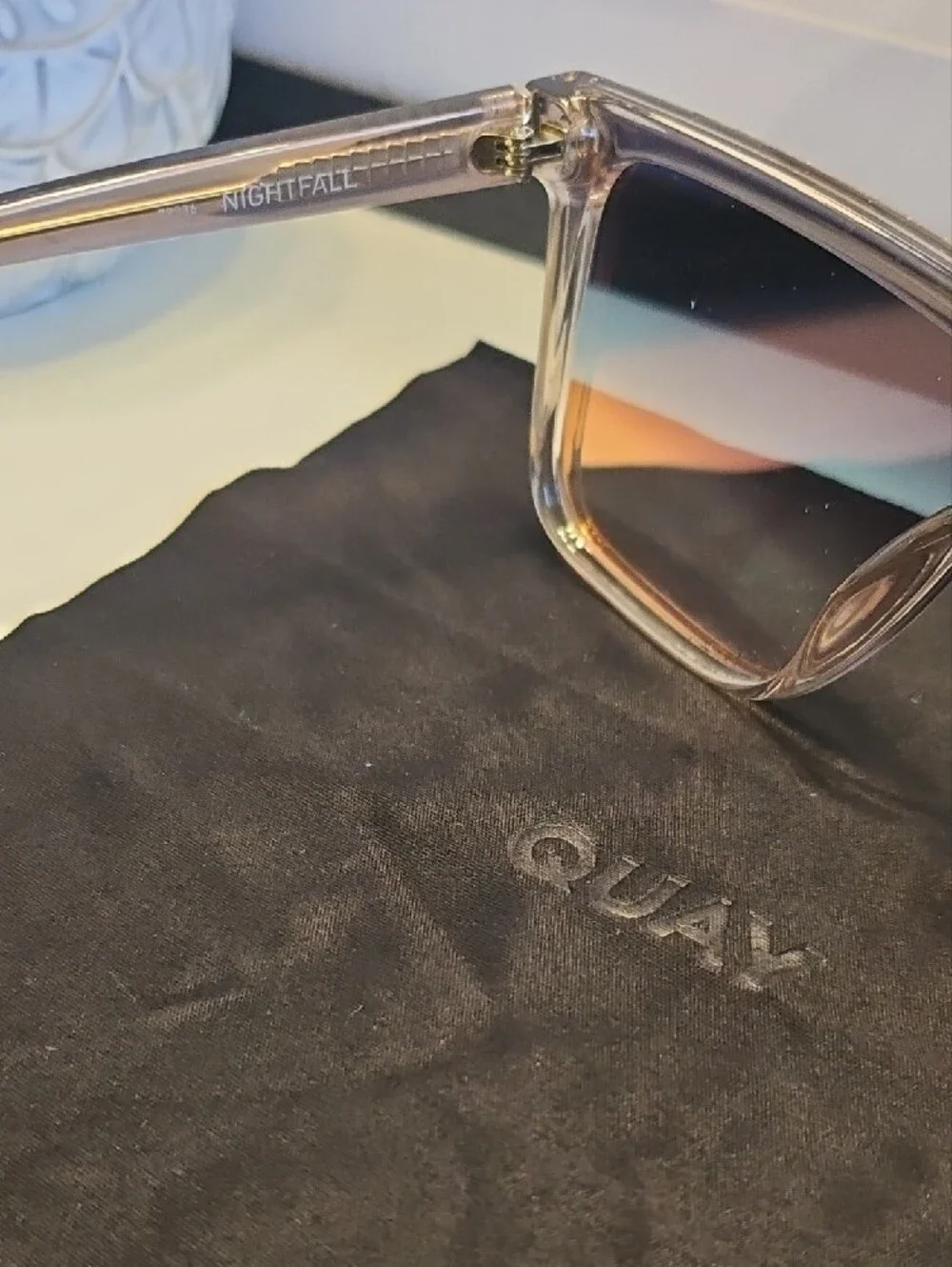 Quay Australia Shield Sunglasses with Pink-Orange Gradient Lens